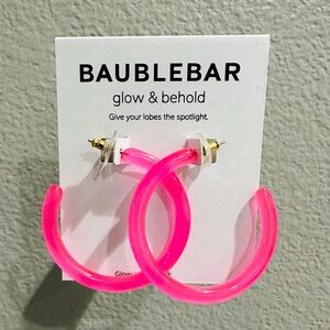 BaubleBar Neon Pink Hoop Earrings